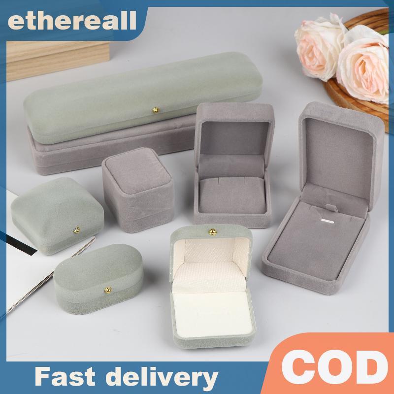 ETH กํามะหยี่กล่องเครื่องประดับแหวนสร้อยคอต่างหูจี้กล่องเก็บสําหรับผู้หญิงเครื่องประดับบรรจุภัณฑ์ TH