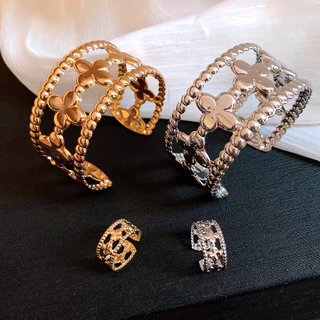 เซ็ตสร้อยข้อมือและแหวนโลหะดีไซน์ไม่ซ้ำโดดเด่นเทรนด์แฟชั่นใส่ได้ทุกวันผู้หญิง2026