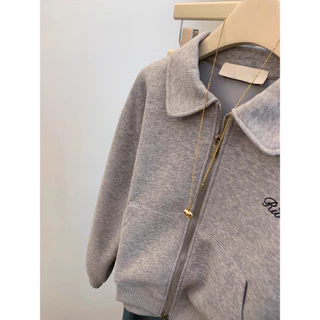 Solovely M-2XL โอเวอร์ไซส์ เสื้อสเวตเชิ้ต ผู้หญิง สไตล์เกาหลี งานปัก แจ็กเก็ต แขนยาว เสื้อตัวบน