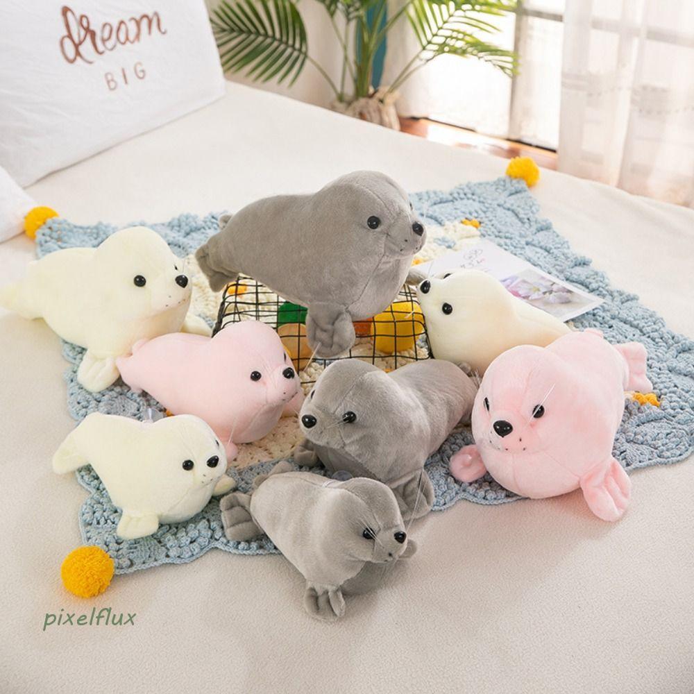 PIXELFLUX Seal ตุ๊กตาตุ๊กตา, สัตว์หมอน Fluffy Seal Plush ตุ๊กตาของเล่น, Cozy Plushy Comfy น่ารัก Sea