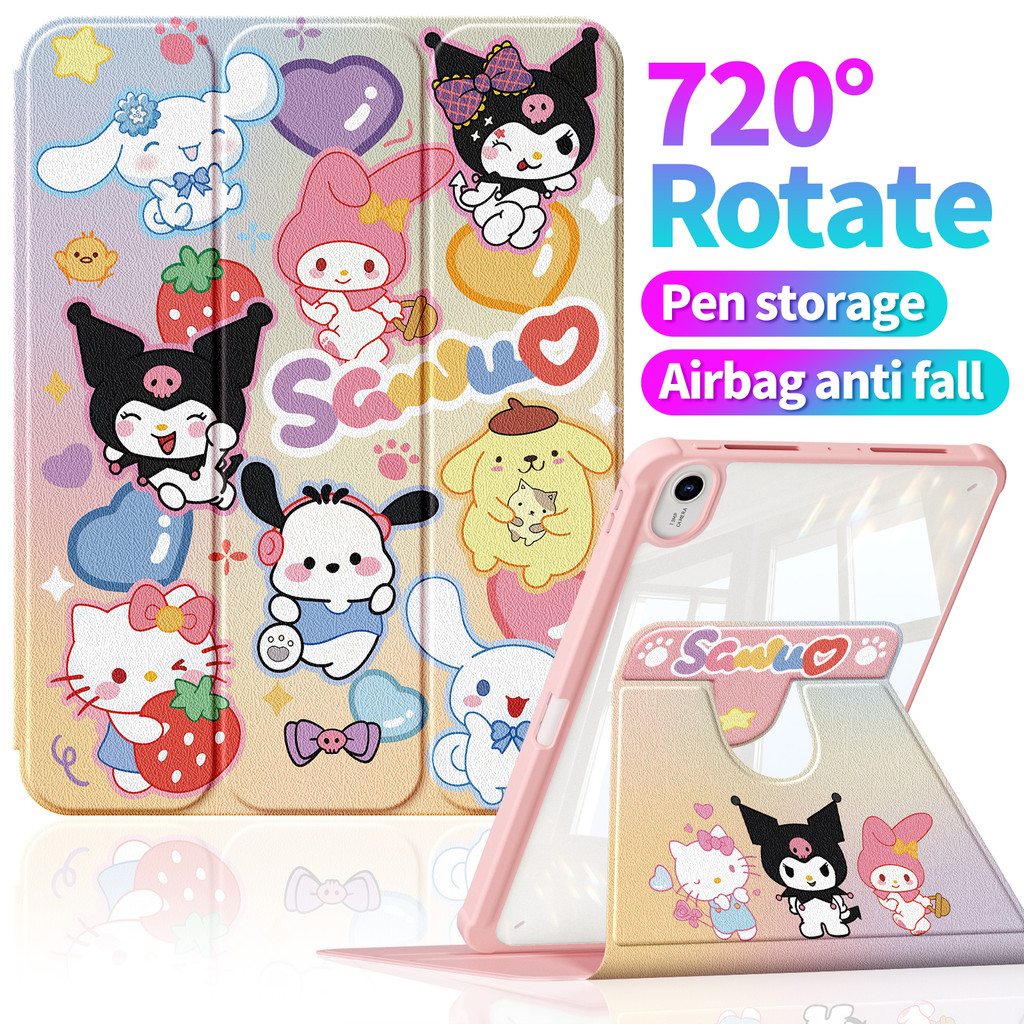 A1433 Sanrio Party เหมาะสําหรับ Huawei MatePad SE 11 เคสป้องกัน Ultra-Thin แบบพกพา Stylus เก็บหนังฝาครอบพร้อมขาตั้งแนวนอนหน้าจอแนวตั้งสลับเหมาะสําหรับ 11.5 s "2025/12X/Pro/Air/13 "/12.6 "/10.4 "10.8" แท็บเล็ตหัวเหว่ย