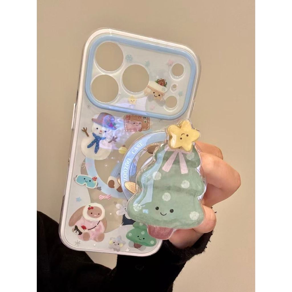 2-IN-1กรณีแม่เหล็กการ์ตูนน่ารักเคสโทรศัพท์สําหรับIPhone 15 14 17 17 Pro Max 17pro 16pro 15pro 16Promaxฝาครอบป้องกันHard Glitter Simple Clear