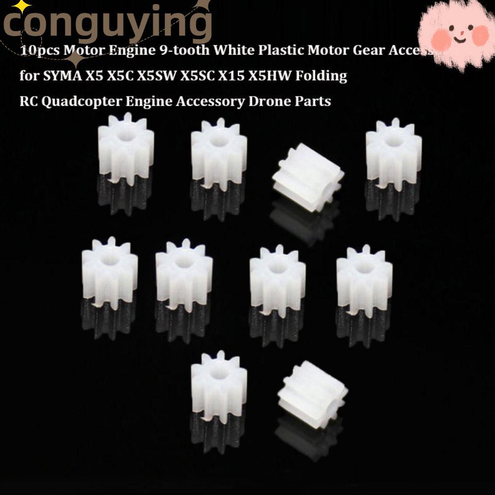 CONGUYING 10pcs อุปกรณ์มอเตอร์เกียร์, 9 ฟันพลาสติกมอเตอร์เกียร์,คุณภาพสูงสีขาวพับ Quadcopter Drone อ