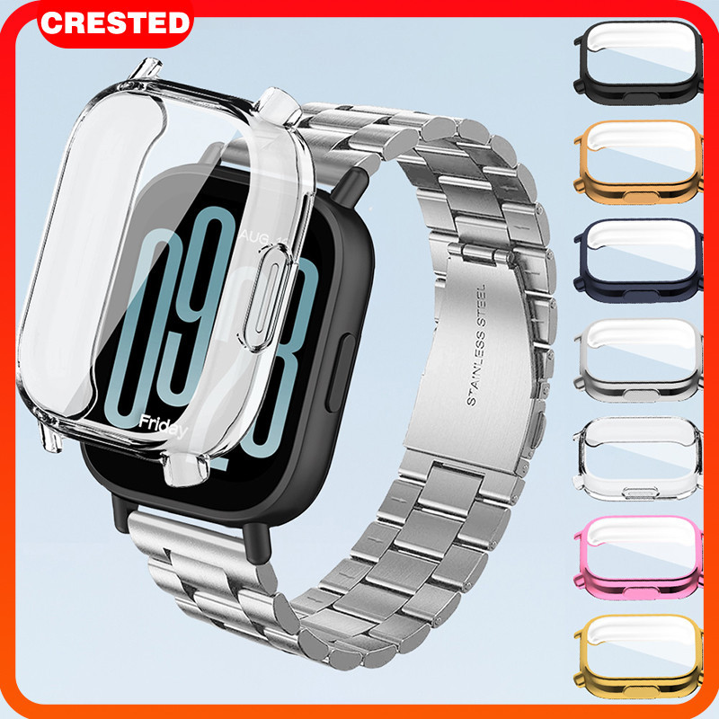 For Redmi Watch 5 Active /5 Lite สายสแตนเลส + ปลอก TPU สำหรับสมาร์ทวอทช์ เกราะป้องกันหน้าจอ แถบโลหะหรู เคสนุ่ม