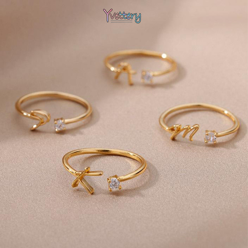 Simple Fashion Luxury Letter Creative Open Women Ring-Yy