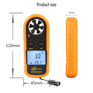 เครื่องวัดอุณหภูมิความเร็วลมดิจิตอล Anemometer