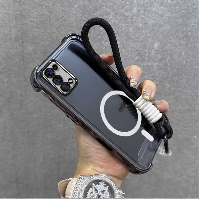 เคสสําหรับRealme 7 pro Realme 7i Realme c17 เคสโทรศัพท์Bright Shock-Resistantรวมทุกอย่างแม่เหล็กป้องกันกรณีนุ่มซิลิโคนสี่ด้านโปร่งใสเคสโทรศัพท์ป้องกันกล้องและสร้อยข้อมือสไตล์ใหม่SJJB