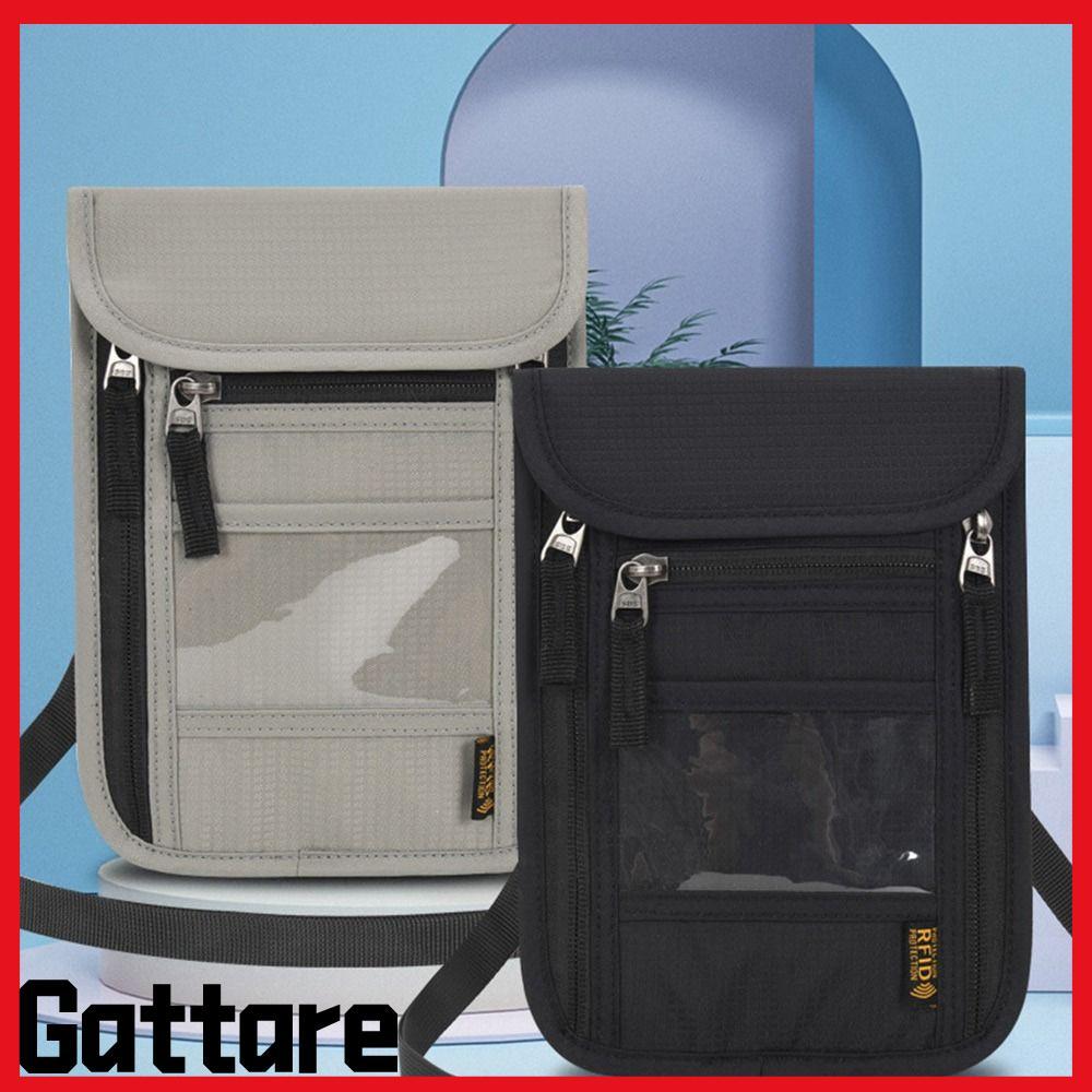 GTTARE กระเป๋าสตางค์คล้องคอสําหรับผู้ชายผู้หญิงสําหรับเดินทาง Slim RFID Blocking