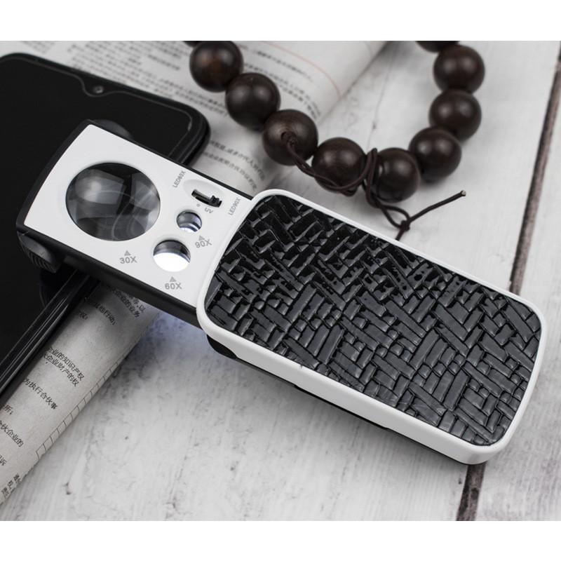 กล้องส่อง3เลนส์ กล้องส่องพระ ส่องเพชร 30x 60x 90x พร้อมไฟ LED กล้องพระ แว่นส่องพระ ส่องพระ