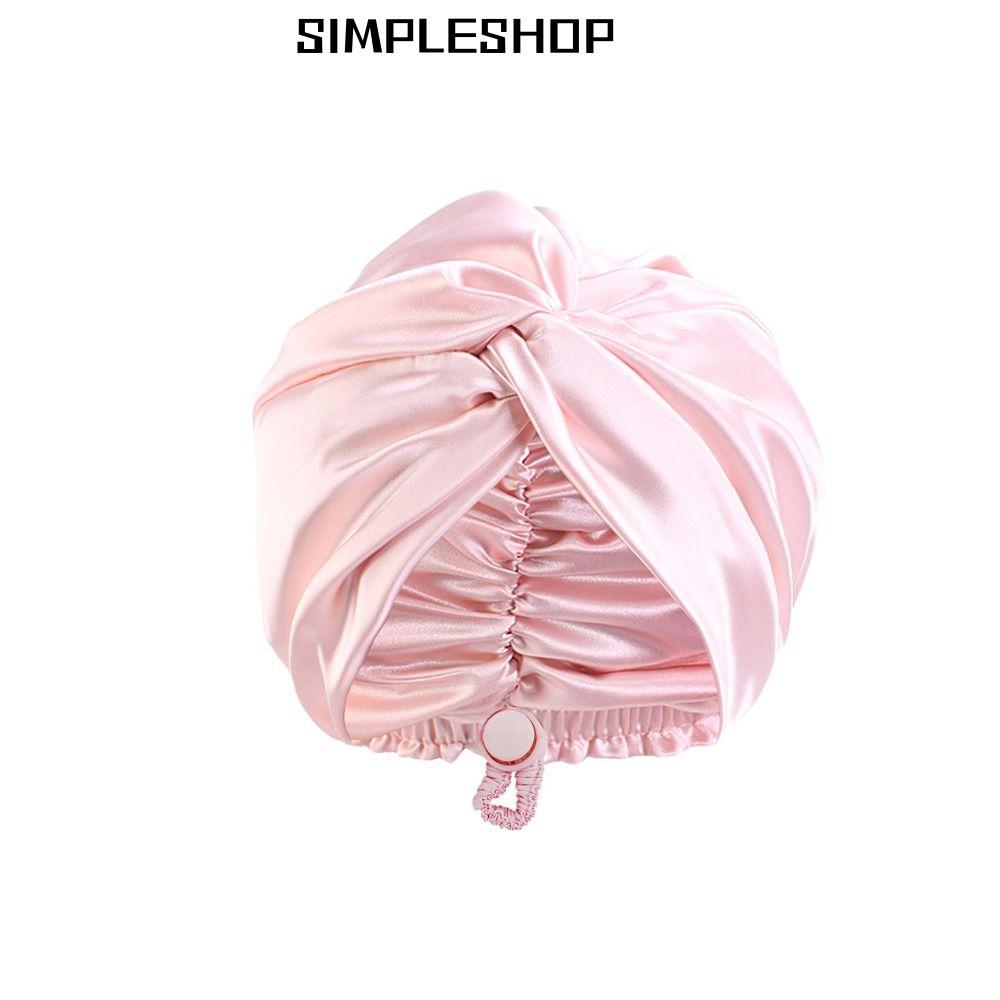 หมวกคลุมผมแบบสองชั้น silky satin จาก SIMPLESHOP พร้อมยางยืด หมวกไหมพรมสำหรับนอนที่เหมาะกับผมหยิกและผมลอน