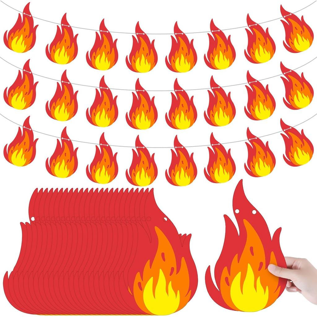 3 Set 6.9 ft Flame Banner Flags Party Accessory Flame Bunting Flags String Hanging Party Banner Deco