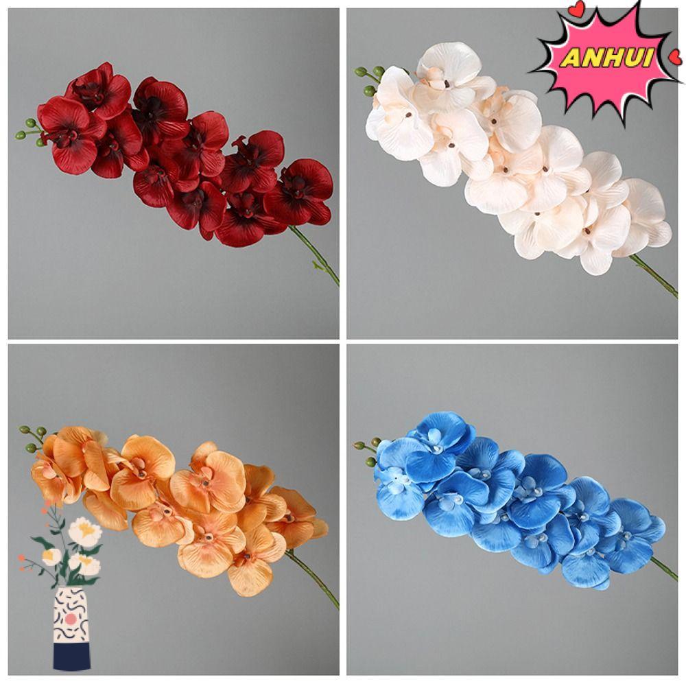 ANHUI จําลองผีเสื้อกล้วยไม้ตกแต่งงานแต่งงาน 9 หัวดอกไม้ประดิษฐ์
