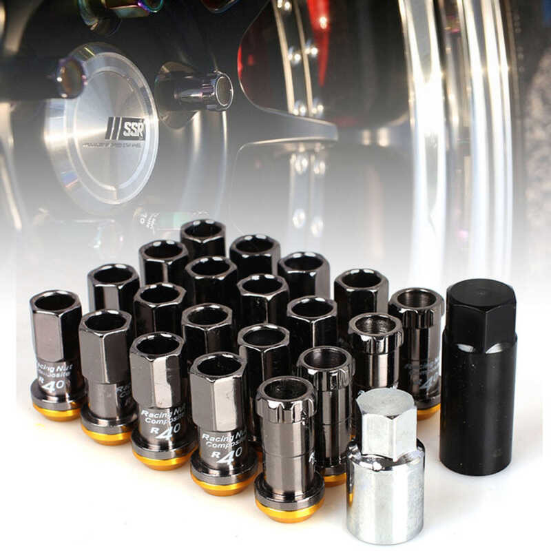 น็อตล้อ เหล็ก Titanium R40 Wheel Rims Lug Nuts น็อตเหล็ก ป้องกันขโมย racing Composit เกลียว 1.25 1.5