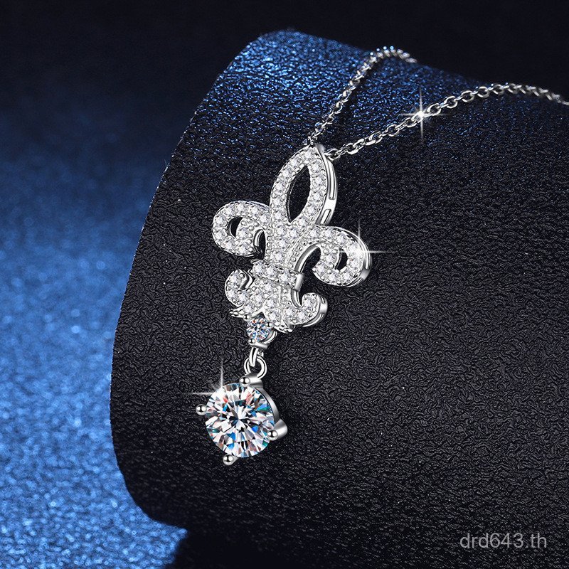 จี้ D สี s925 สร้อยคอ Moissanite Iris Queen Crown High-End สร้อยคอ 1 เงินสเตอร์ลิง Cram Moissanite K