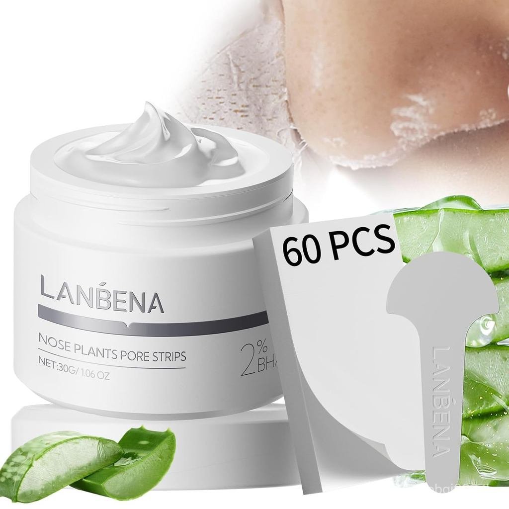 LANBENA Blackhead Remover แถบจมูกสําหรับใบหน้า, 2.0 อัพเกรดทําความสะอาดลึก Peel off Mask แถบจมูก Ski