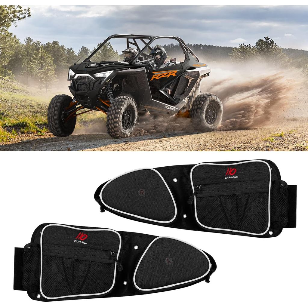 RZR กระเป๋าประตูสําหรับ UTV Polaris RZRs, คู่ด้านหน้าประตูถุงเก็บให้พิเศษ, พร้อมเข่า Pad และที่วางแก
