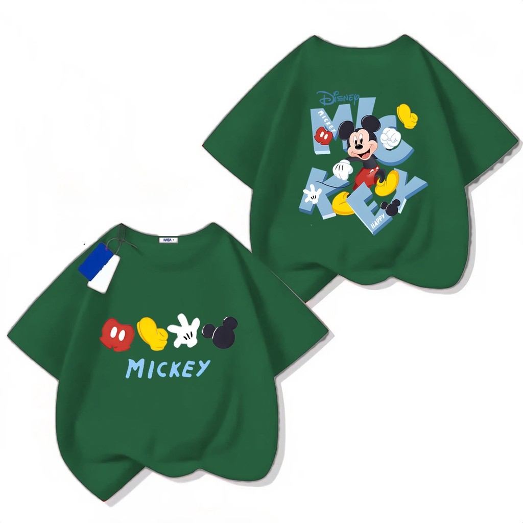 COD(จัดส่งตลอด 24 ชั่วโมง)  Mickey เสื้อยืดแขนสั้นสำหรับเด็กสบายและนุ่ม