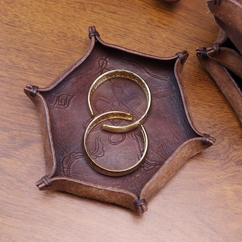 นารูโตะเครื่องหนังMQD PG03 ผักหนังฟอกหนังทําด้วยมือหนังแกะสลักหกเหลี่ยมถาดหนัง Entrance กล่องเก็บเคร