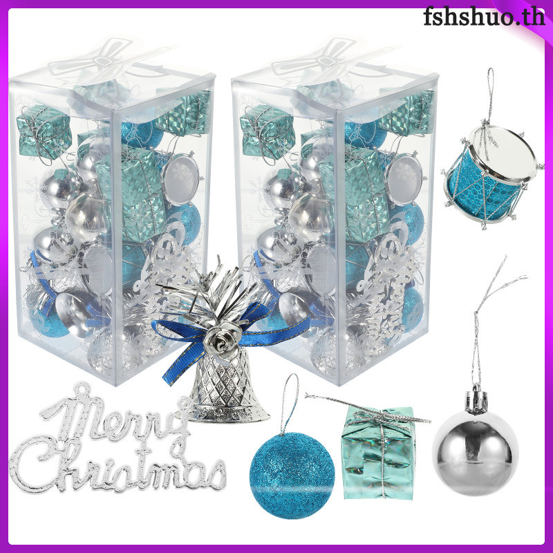 🎄🎅2 ชุดเครื่องประดับ Minature ต้นไม้ตกแต่ง Mini นําเสนอดอกไม้รูปร่างแขวนเครื่องประดับ fshhuo