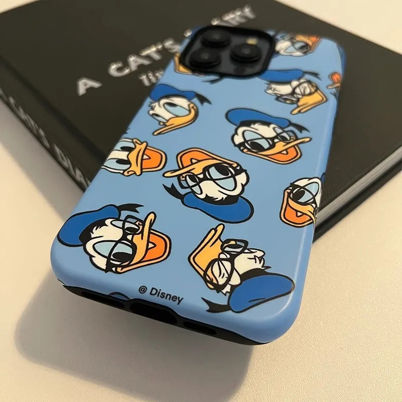 Little Blue Duck Avatar การ์ตูนเหมาะสําหรับ iPhone 16 17Pro XR 14ProMax 13 XSMAX 17ProMax 15 XS 7/8Plus 11 12 17AIR 16ProMax 14Pro Shock-proof Matte Double Layer เคสโทรศัพท์