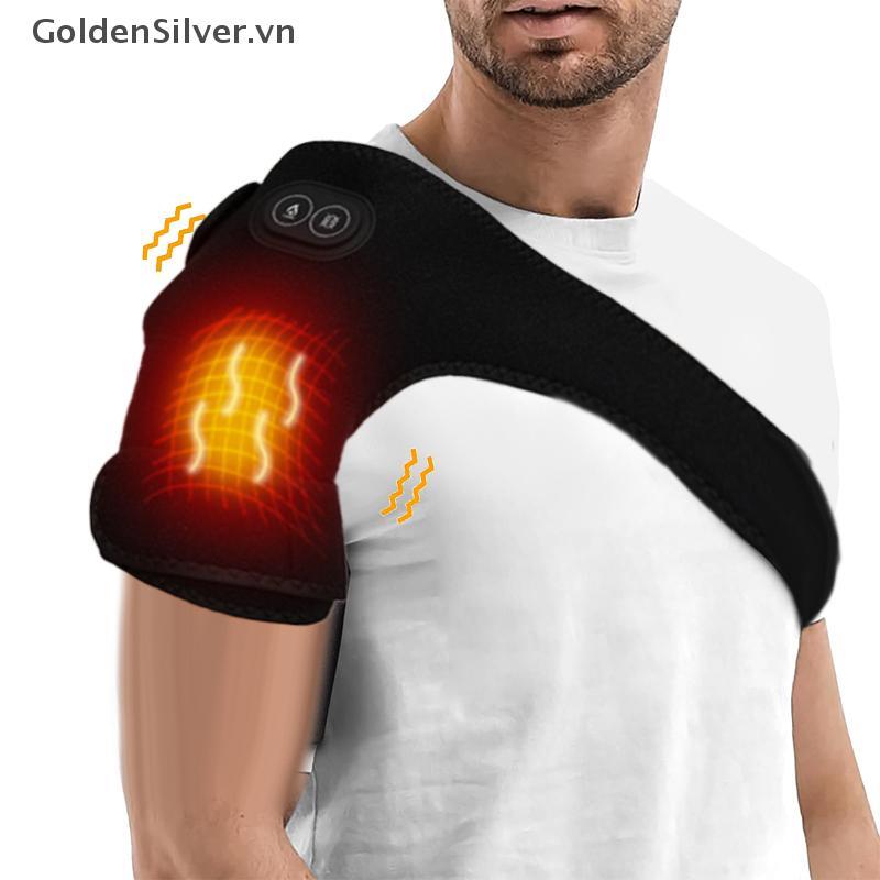 GoldenSilver แผ่นทําความร้อนไหล่แบบพกพาและนวด,ผ้าห่อไหล่ความร้อน,รั้งไหล่สําหรับบรรเทาอาการปวด,Rotat