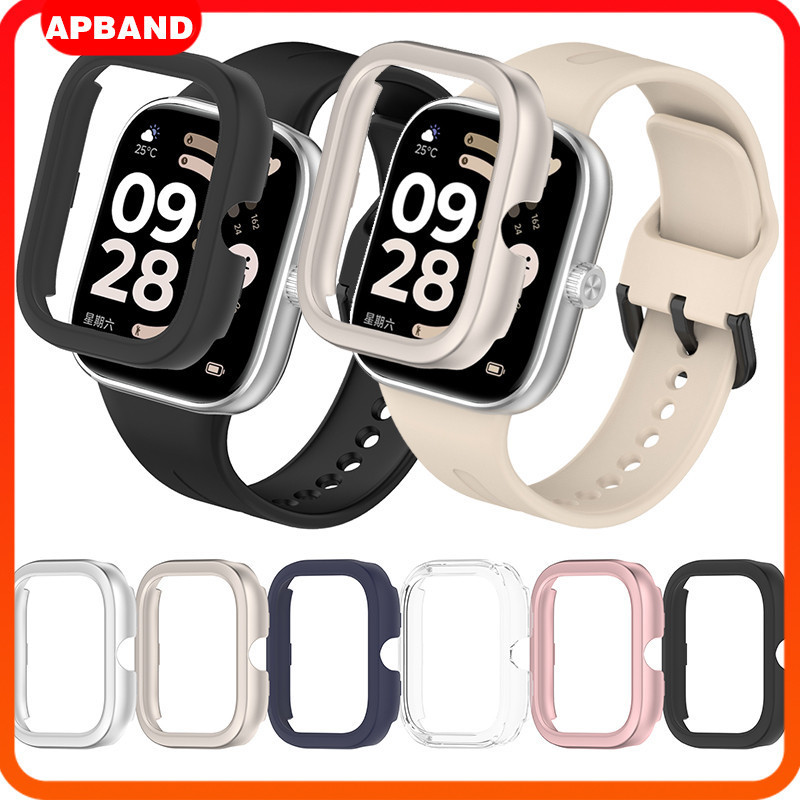 【เคส+สาย】สายยางซิลิโคนกีฬาอ่อน ฝาครอบแข็งวัสดุPC for Xiaomi Redmi Watch 6 5 4 เคสป้องกันฝากรู for Redmi Watch 6 5 4