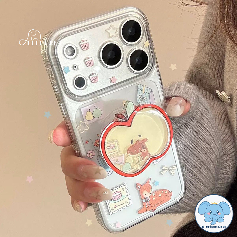 สำหรับIPhone 16 11 17 15 air 13 12 14 Pro Max X XR XS Max 14 16 15 7 8 Plus SE กราฟฟิตี้ เห็ดกวาง โบว์ดอกไม้ เคสใสคู่รัก