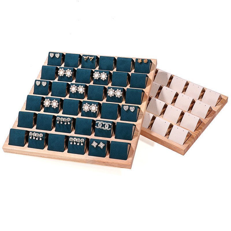 เคาน์เตอร์ขายส่งแสดงต่างหูเครื่องประดับไม้เนื้อแข็งต่างหูต่างหูยืนแสดงอุปกรณ์ประกอบฉากถาดแสดงแสดงถาด