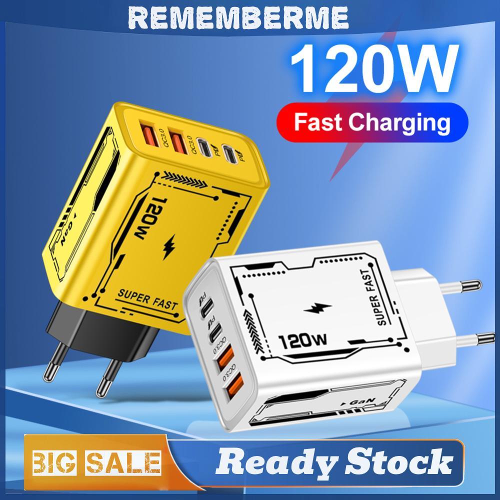 120W 4 พอร์ต USB C Charger QC3.0 PD Power Adapter Type C Charger สําหรับ