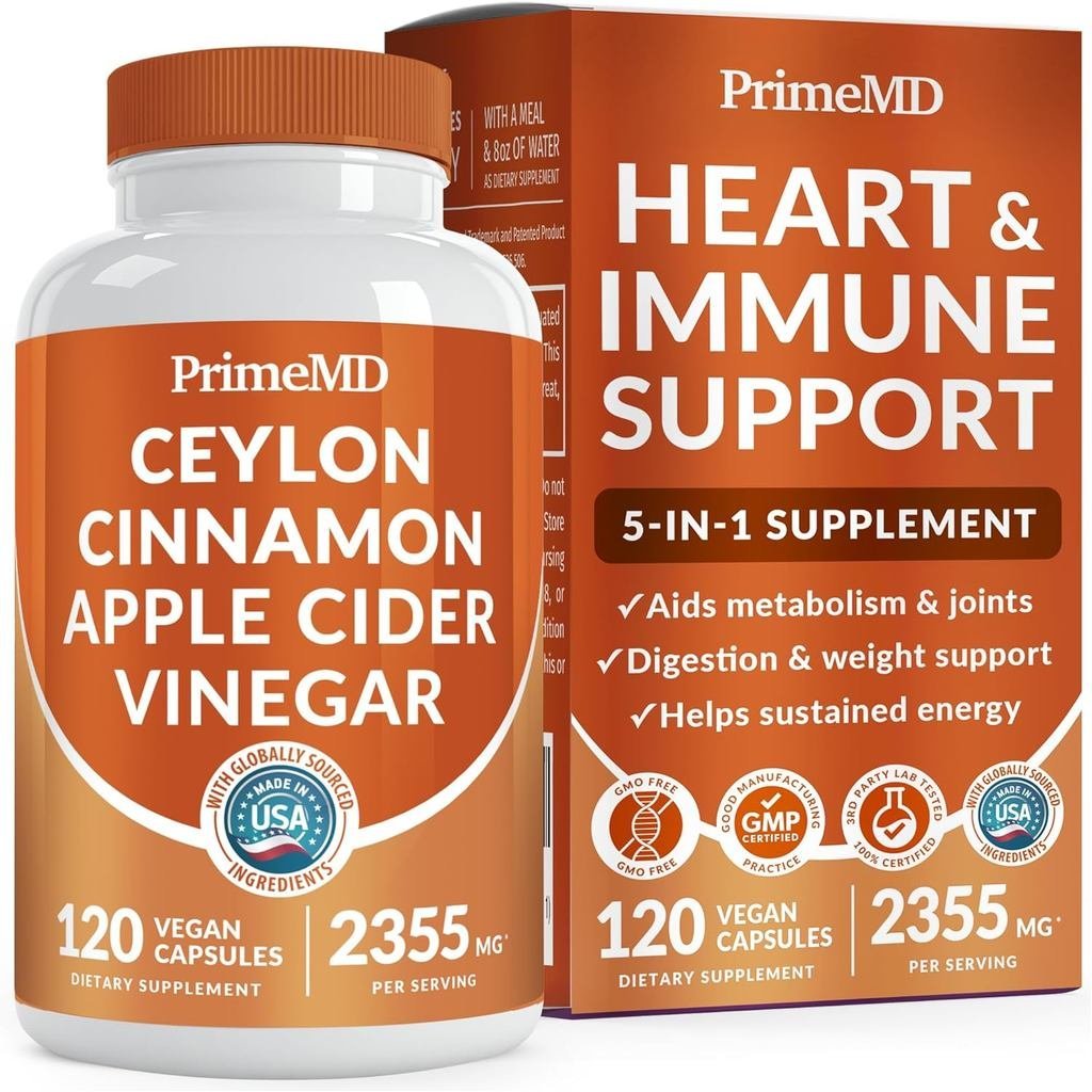 5-in-1 Ceylon Cinnamon Capsules 2355mg - Ceylon Cinnamon and Apple Cider Vinegar with Turmerine, 120