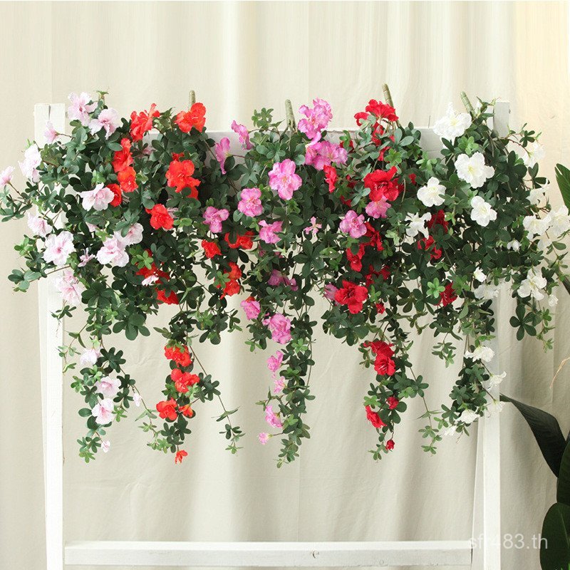 ดอกไม้หวาย ยิ่งซาน สีแดงตกแต่งดอกไม้ปลอมแขวนผนังแขวนผนัง Rhododendron ดอกไม้จําลอง Orchid Vine ดอกไม