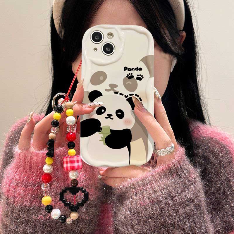 สําหรับ Samsung Galaxy S23 Ultra S21 Plus S23FE S21FE S20FE F06 สายรัดข้อมือการ์ตูน 3D Panda หูนุ่มน