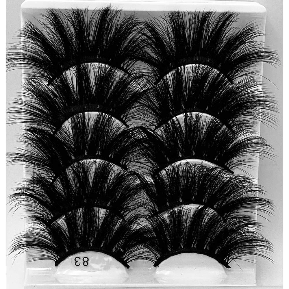 HBZGTLAD ใหม่ 5 คู่ Fluffy Lashes 25 มม.3d Mink Lashes ยาวหนาขนตาปลอมธรรมชาติ Lashes ผู้ขายแต่งหน้า 