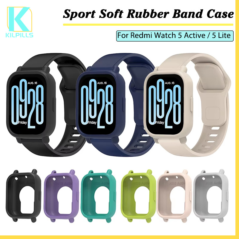 สายรัดซิลิโคน 2 IN1 + กรณี for Smartwatch Xiaomi Redmi Watch 5 Active สายยางกีฬา ปกป้องกันหน้าจอ for Redmi Watch 5 Lite