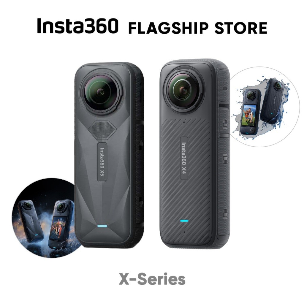 Insta360 กล้องแอคชั่น X-Series Sensor Size: Dual 1/1.28" 1x5nm Ai Chipถ่ายวิดีโอ 8K 360 Action Camer
