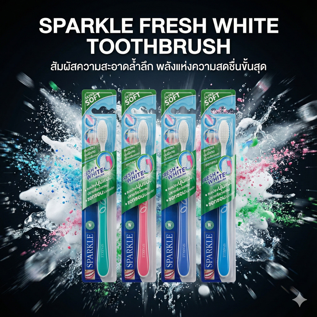 SPARKLE Toothbrush แปรงสีฟัน สปาร์คเคิล รุ่น Ultra Soft Fresh White