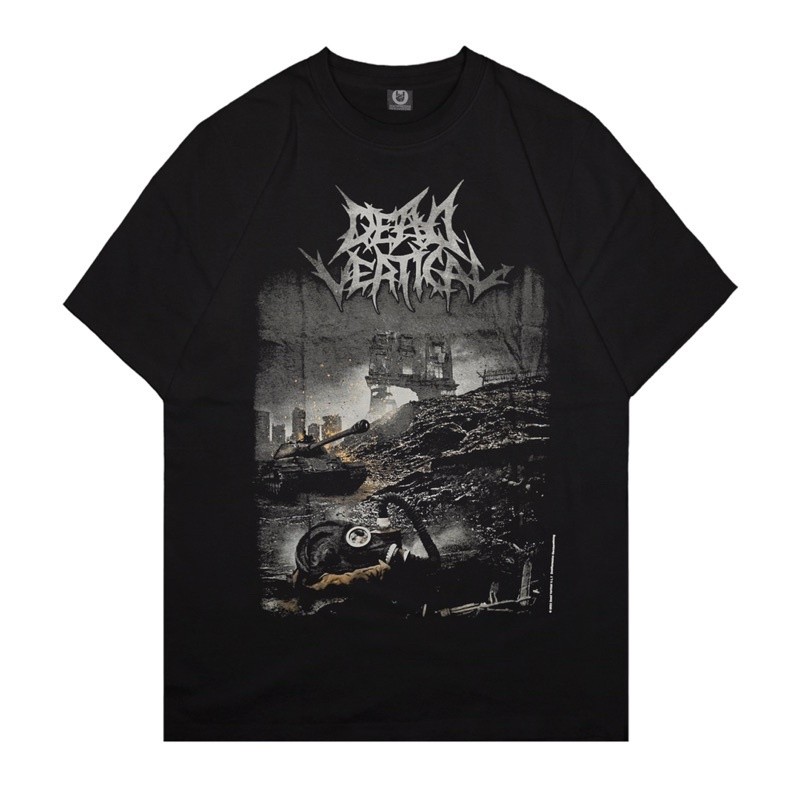 Dead Vertical "Fenomena End Times" เสื้อยืดแฟชั่นพิมพ์ลายสีดําและสีขาว dff7