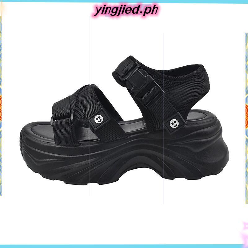 แฟชั่นเกาหลีเวดจ์สูงรองเท้าแตะลําลองสําหรับผู้หญิงWedgesยุโรปและอเมริกา 2024 สไตล์ใหม่Th ick-Soledรอ