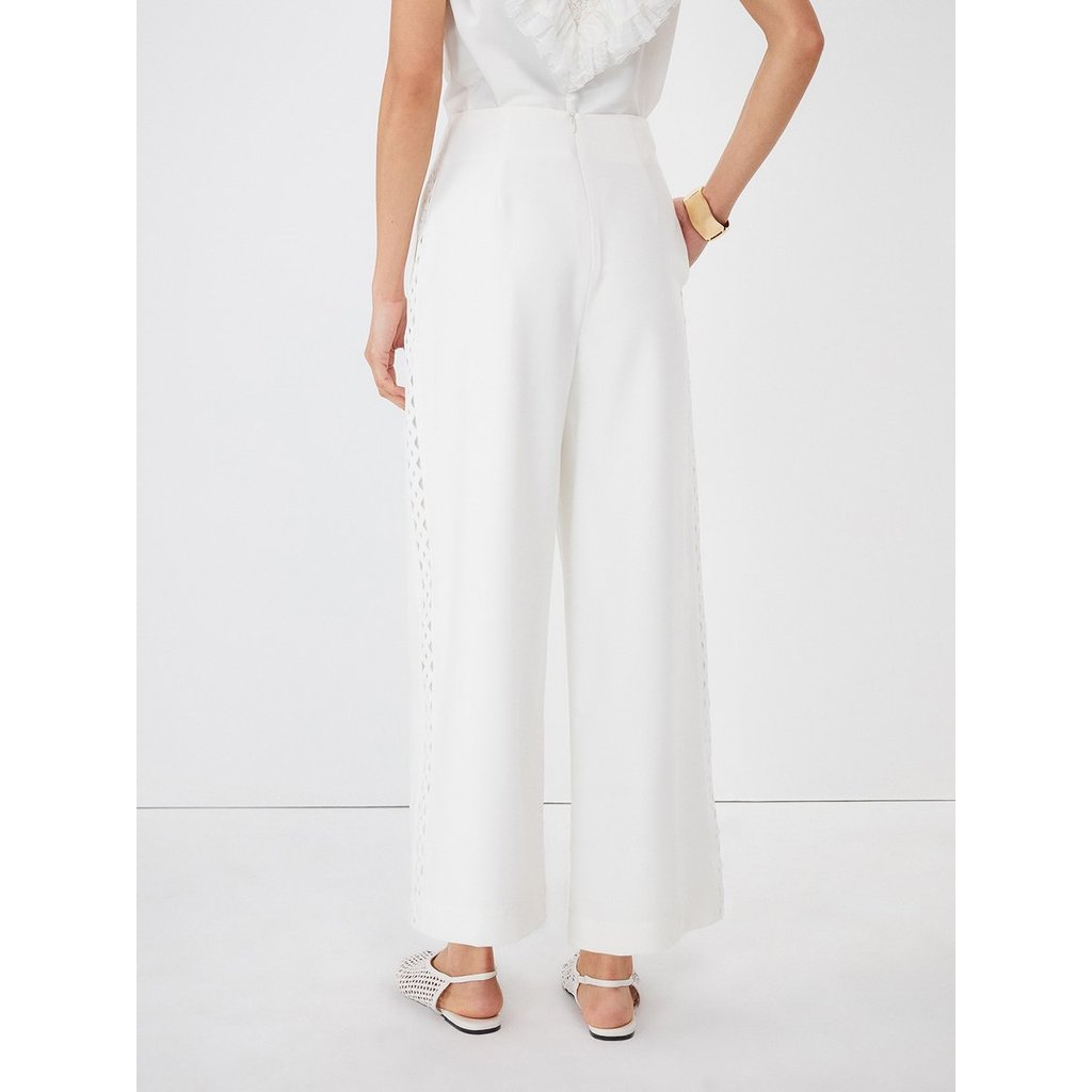 [Pomelo] กางเกงขากว้างแต่งลายฉลุ / Eyelet Wide Leg Trousers — صورة 6