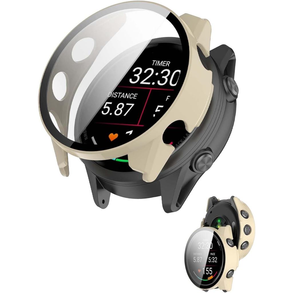 เคสสําหรับผู้เบิกทาง Garmin 570-47มม.,ฝาครอบป้องกันนาฬิกาอัจฉริยะ,ฟิล์มกระจกนิรภัย 9H ในตัว,พีซีแข็ง
