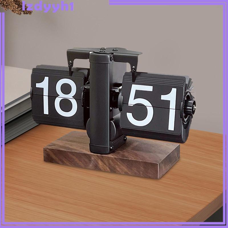 [JoyDIY] Flip Desk Clock Decorative Auto Flip Clock Vintage Wood Base Mechanical Flip