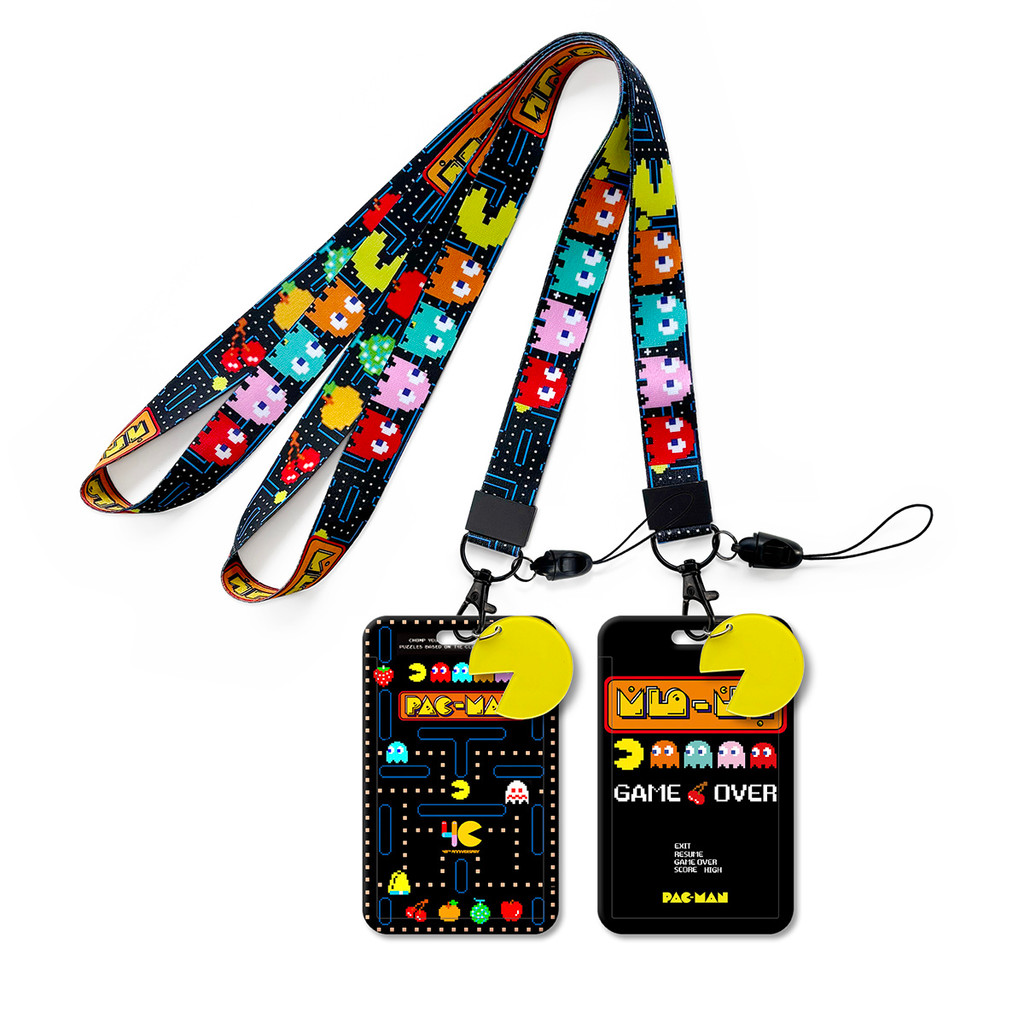 Y&P| สายคล้องคอ Pac-Man วิดีโอเกม ผู้ถือบัตรนักเรียน ป้องกันการสูญเสีย สายคล้องคอโทรศัพท์มือถือ, LN0