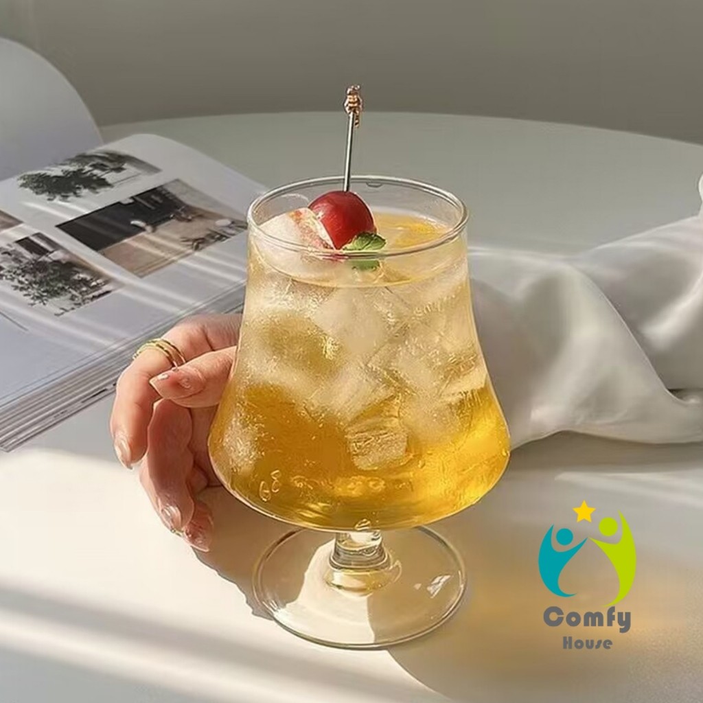 Comfy 1 ชิ้น แก้วแชมเปญสุดน่ารัก แก้วบรั่นดี้ก้านสั้น แก้วคาร์เฟ่มุ่งมิ้งน่ารัก ค็อกเทล/แก้วน้ำผลไม้ 450ml wine glass - รูปที่ 4
