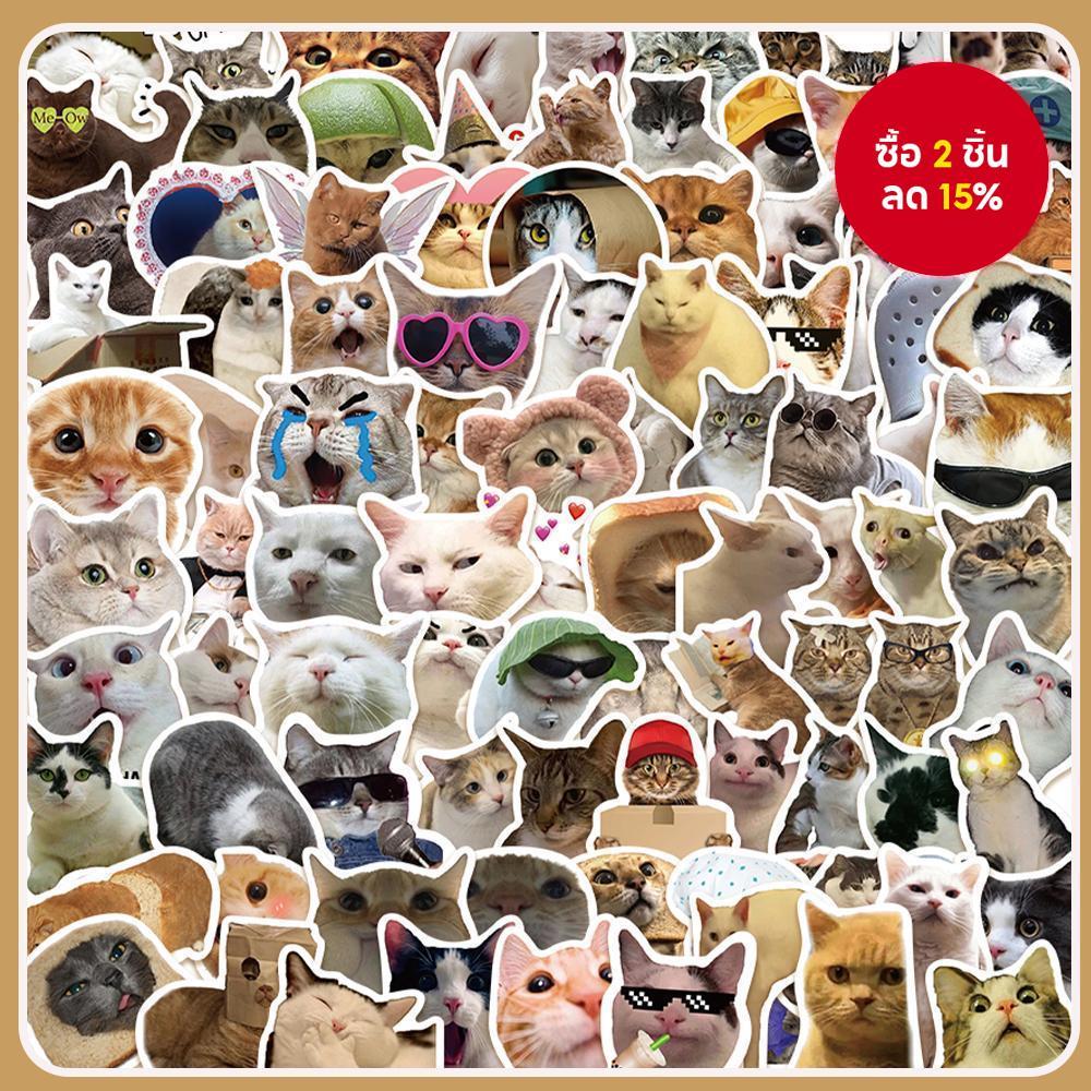 50/100 ชิ้นแมวตลก Emoji Series สติกเกอร์ DIY กระเป๋าแล็ปท็อปกันน้ํา Doodle Decal สติกเกอร์