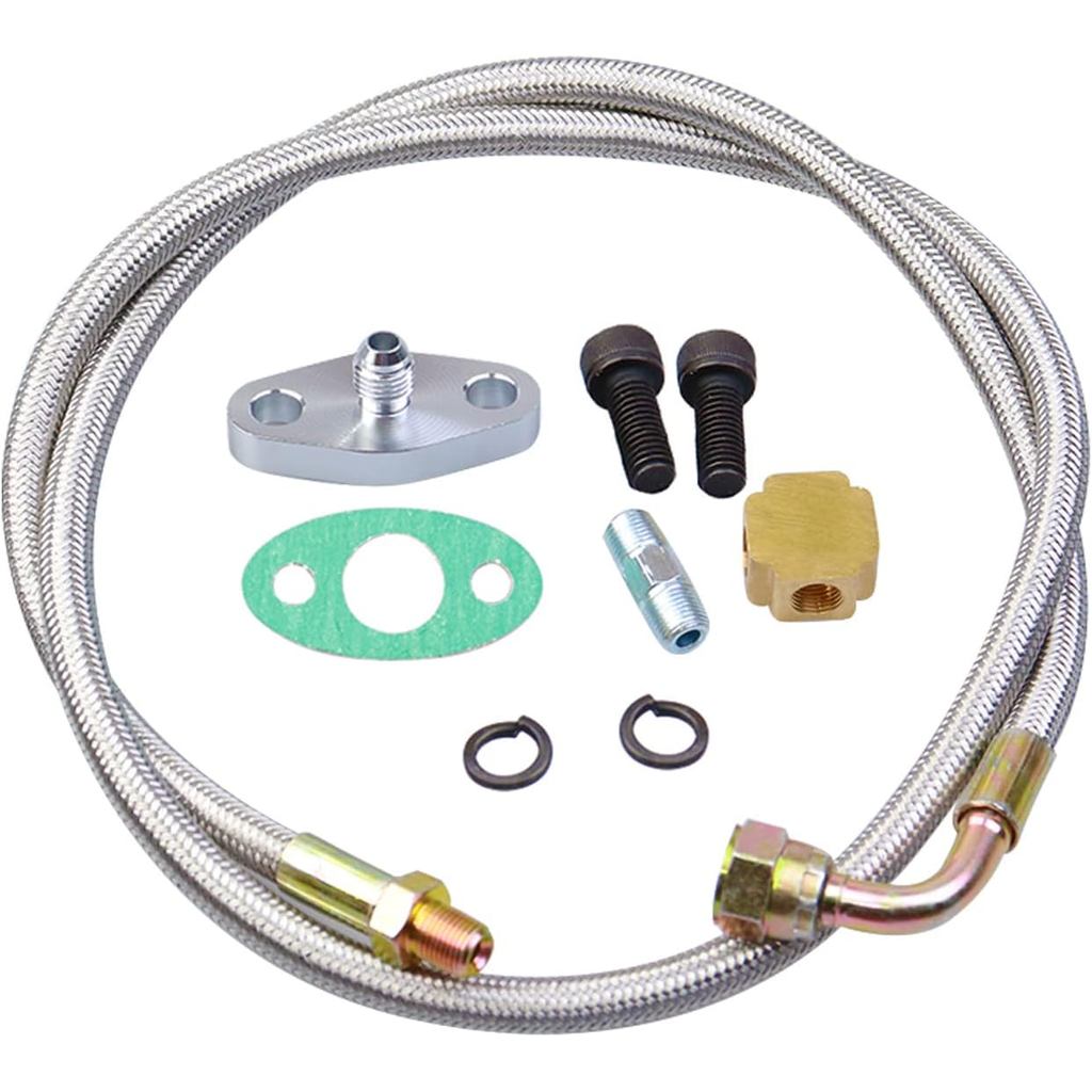 Turbo Oil Feed Line Kit Compatible with T3 T4 T60 T61 T70 1/8 PNT 90 Degree 41'' Universal Turbochar