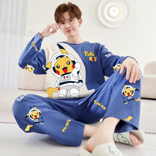 ชุดนอนสไตล์การ์ตูนแขนยาว สำหรับผู้ชาย ไซส์ใหญ่ ใส่ได้นอกบ้าน…