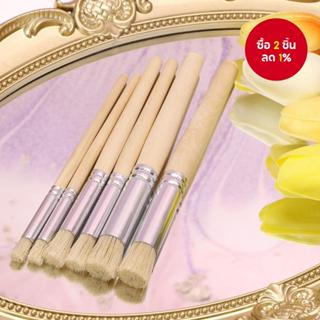 6ชิ้นลายฉลุแปรงทาสีชุดไนล่อนผมด้ามไม้ปลายกลม ทําเอง อุปกรณ์ศ…