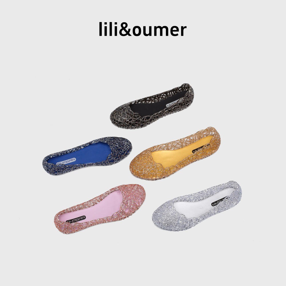 AYUER Laser Glitter Soft Soled Jelly Sandals