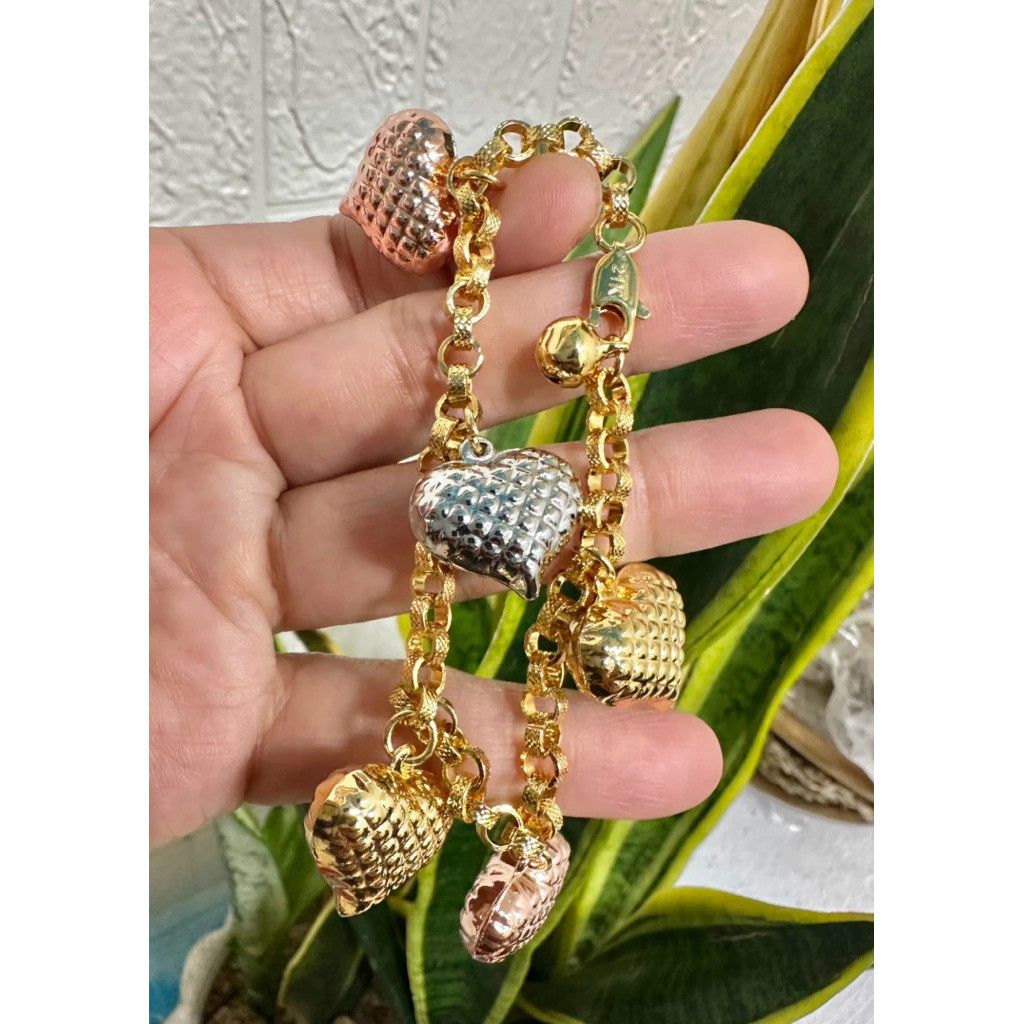 21K Bangkok Goldmix Tricolor diacut Bracelets 1pc for A5320