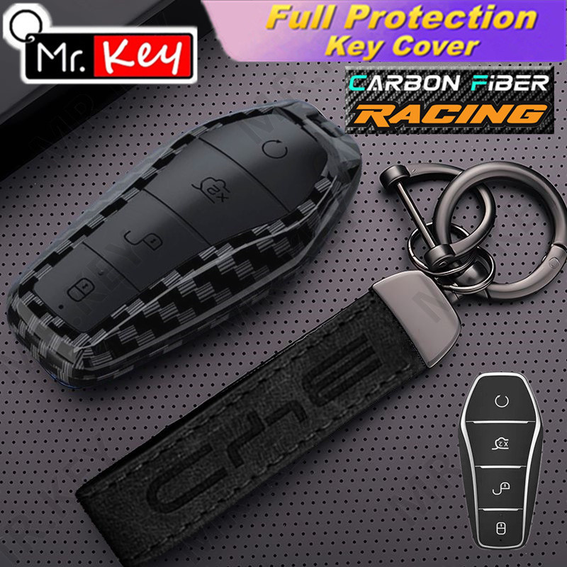 [Mr.Key]ฝาครอบกุญแจสไตล์Fibreคาร์บอนหรูหราสําหรับBYD Song Plus/Atto 3/Han EV/Tang DM/Qin Seal/Dolphi